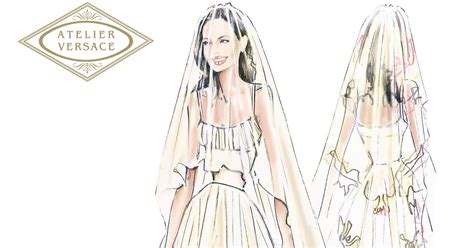 Angelina Jolie's Versace wedding dress, veil sketch revealed